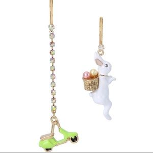 Brand New Betsey Johnson Easter Bunny 🐰 & Vespa mismatched earrings